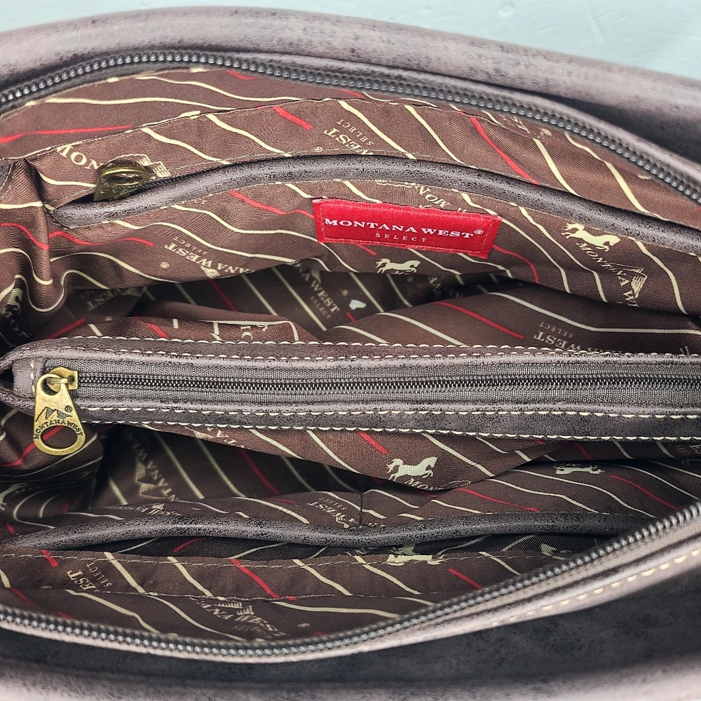 Montana West Azted Concealed Carry Satchel And Wallet‎ Set Coffee - Picture 6 of 10